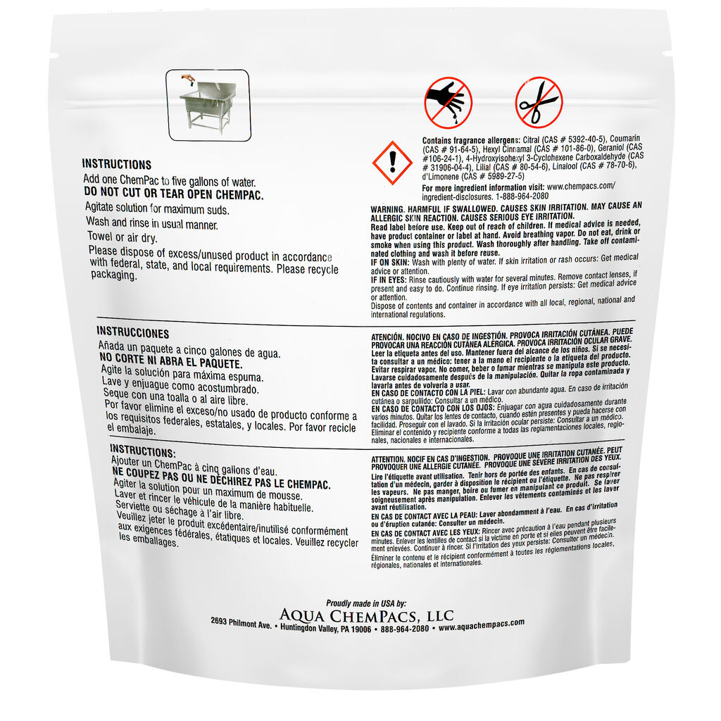Aqua ChemPacs Dishwashing Detergent 3 sink 1 x 20_PK x 20 grams (9320847) - Back.jpg